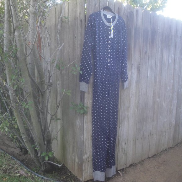 Sleepy Jones Jumpsuit Pajamas Navy Blue w/ White Polka Dot NEW with Tags XL - Picture 2 of 6